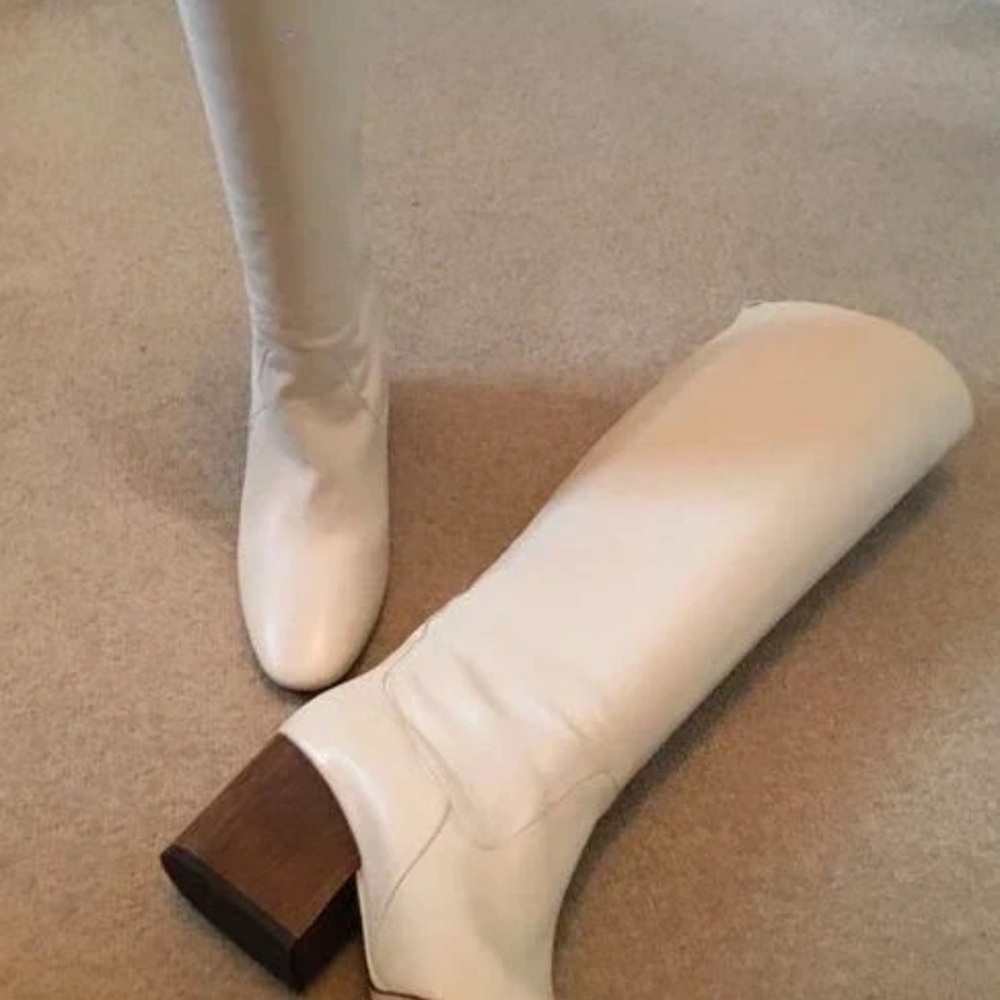 Massimo Dutti White Over the Knee Boots
